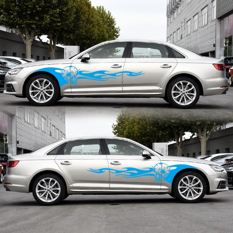 2 PCS/Set D-964 Skull Flame Pattern Car Modified Decorative Sticker(Blue) - Decorative Sticker by buy2fix | Online Shopping UK | buy2fix