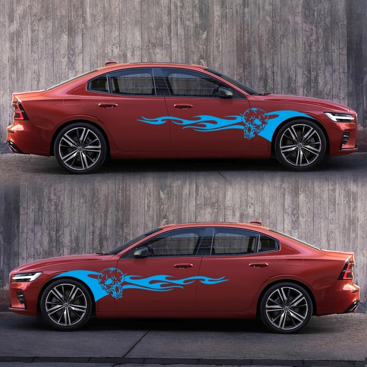 2 PCS/Set D-964 Skull Flame Pattern Car Modified Decorative Sticker(Blue) - Decorative Sticker by buy2fix | Online Shopping UK | buy2fix
