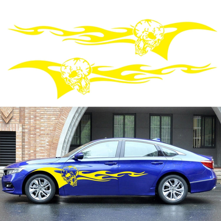 2 PCS/Set D-964 Skull Flame Pattern Car Modified Decorative Sticker(Yellow) - Decorative Sticker by buy2fix | Online Shopping UK | buy2fix
