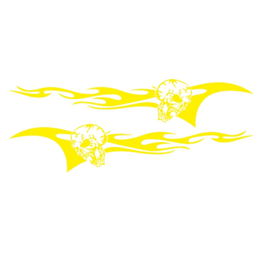 2 PCS/Set D-964 Skull Flame Pattern Car Modified Decorative Sticker(Yellow) by buy2fix