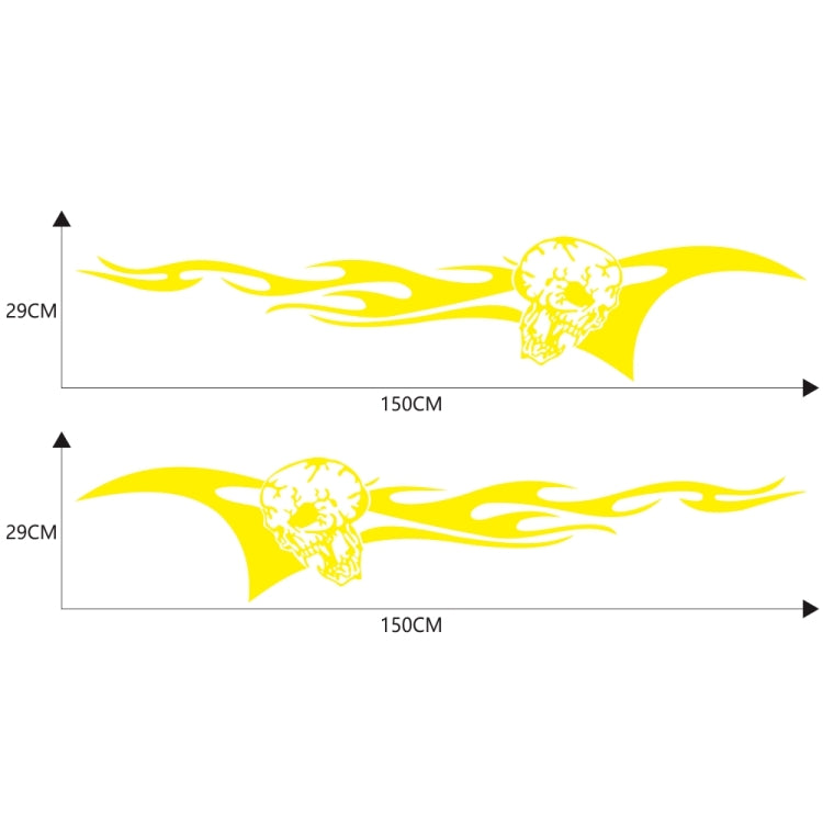 2 PCS/Set D-964 Skull Flame Pattern Car Modified Decorative Sticker(Yellow) - Decorative Sticker by buy2fix | Online Shopping UK | buy2fix
