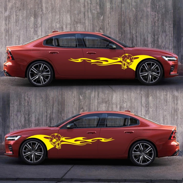 2 PCS/Set D-964 Skull Flame Pattern Car Modified Decorative Sticker(Yellow) - Decorative Sticker by buy2fix | Online Shopping UK | buy2fix