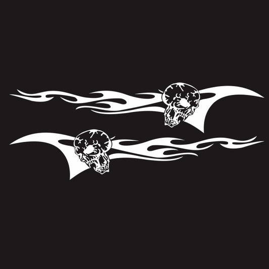 2 PCS/Set D-964 Skull Flame Pattern Car Modified Decorative Sticker(White) by buy2fix