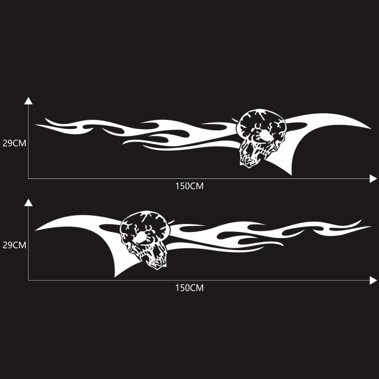 2 PCS/Set D-964 Skull Flame Pattern Car Modified Decorative Sticker(White) - Decorative Sticker by buy2fix | Online Shopping UK | buy2fix