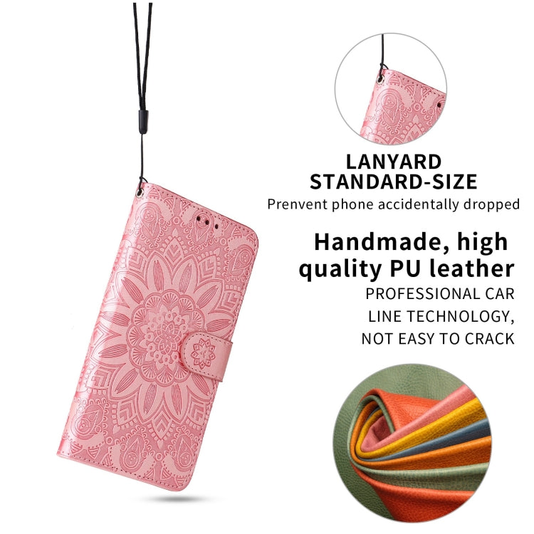 For iPhone 11 Embossed Sunflower Leather Phone Case (Pink) - iPhone 11 Cases by buy2fix | Online Shopping UK | buy2fix