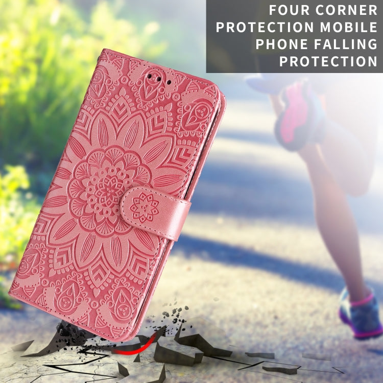 For iPhone 11 Embossed Sunflower Leather Phone Case (Pink) - iPhone 11 Cases by buy2fix | Online Shopping UK | buy2fix