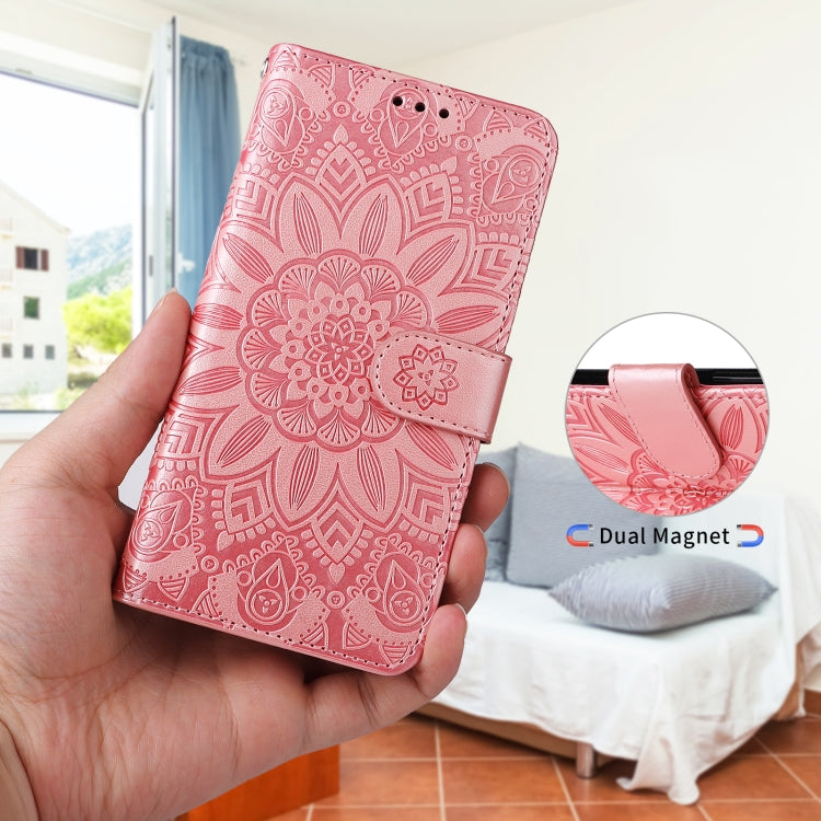 For iPhone 11 Embossed Sunflower Leather Phone Case (Pink) - iPhone 11 Cases by buy2fix | Online Shopping UK | buy2fix