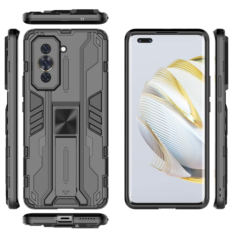 For Huawei Nova 10 Pro 4G Supersonic PC + TPU Shock-proof Protective Phone Case with Holder(Black) - Huawei Cases by buy2fix | Online Shopping UK | buy2fix