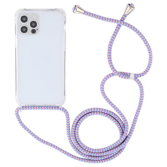 For iPhone 14 Transparent Acrylic Airbag Shockproof Phone Protective Case with Lanyard (Purple Blue Apricot) by buy2fix