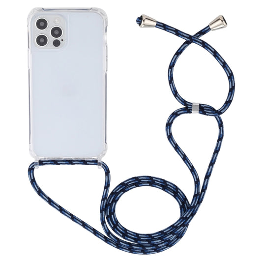 For iPhone 14 Transparent Acrylic Airbag Shockproof Phone Protective Case with Lanyard (Gradient Blue) by buy2fix