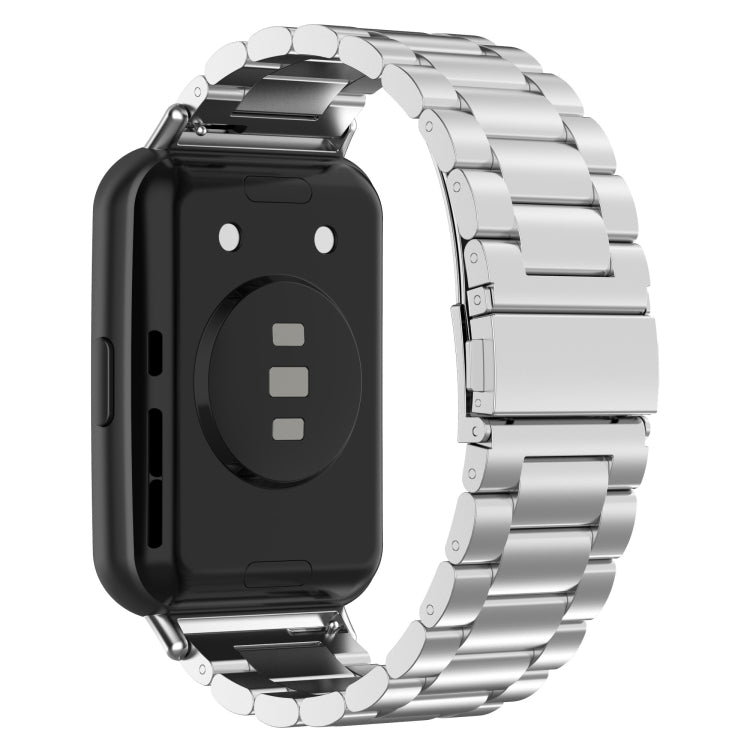 For Huawei Watch Fit 2 Three-bead Metal Stainless Steel Watch Band(Silver) - Watch Bands by buy2fix | Online Shopping UK | buy2fix