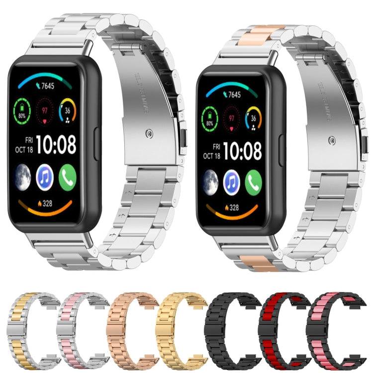 For Huawei Watch Fit 2 Three-bead Metal Stainless Steel Watch Band(Silver) - Watch Bands by buy2fix | Online Shopping UK | buy2fix