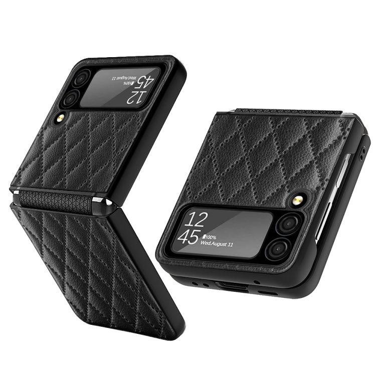 For Samsung Galaxy Z Flip4 Diamond Lattice Hinge Phone Case(Black) - Galaxy Z Flip4 5G Cases by buy2fix | Online Shopping UK | buy2fix
