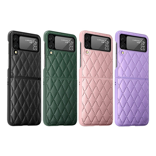 For Samsung Galaxy Z Flip4 Diamond Lattice Hinge Phone Case(Purple) by buy2fix
