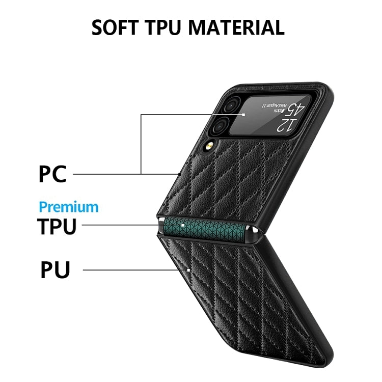 For Samsung Galaxy Z Flip4 Diamond Lattice Hinge Phone Case(Black) - Galaxy Z Flip4 5G Cases by buy2fix | Online Shopping UK | buy2fix