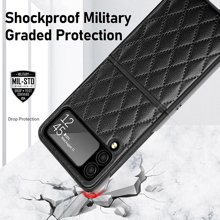 For Samsung Galaxy Z Flip4 Diamond Lattice Hinge Phone Case(Black) - Galaxy Z Flip4 5G Cases by buy2fix | Online Shopping UK | buy2fix