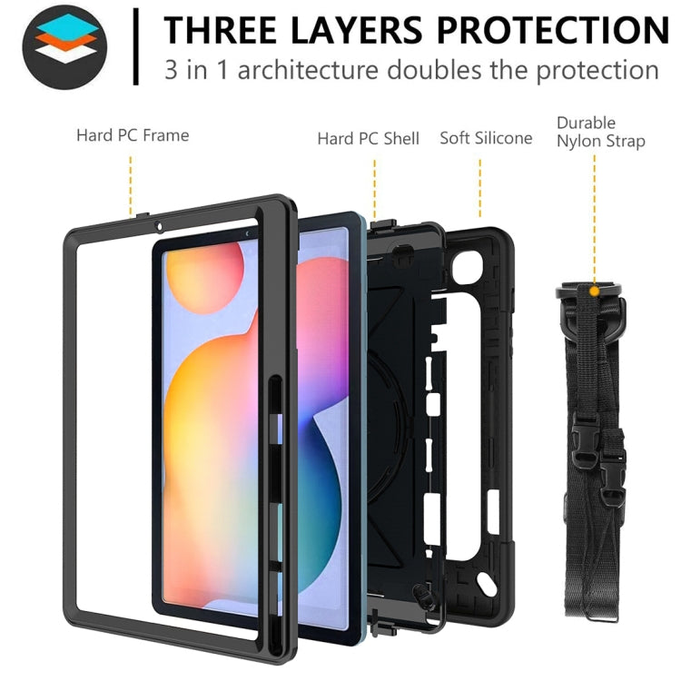 For Samsung Galaxy Tab S6 Lite P610 Contrast Color Robot Silicone + PC Tablet Case(Black) - Tab S6 Lite P610 / P615 by buy2fix | Online Shopping UK | buy2fix