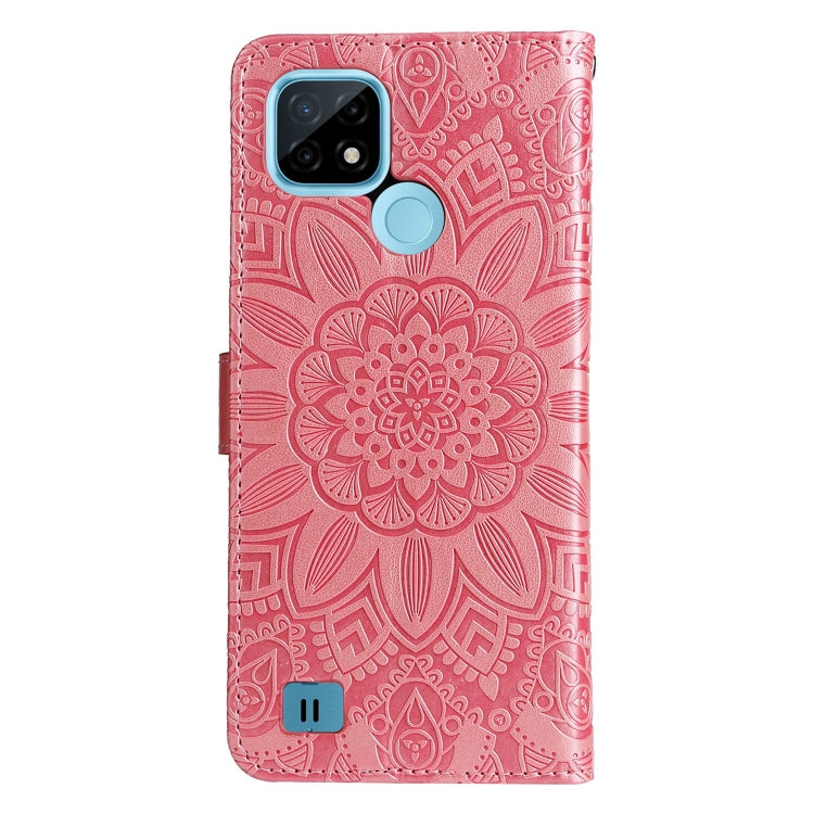 For OPPO Realme C21 / C21Y Embossed Sunflower Leather Phone Case(Rose Gold) - Realme Cases by buy2fix | Online Shopping UK | buy2fix