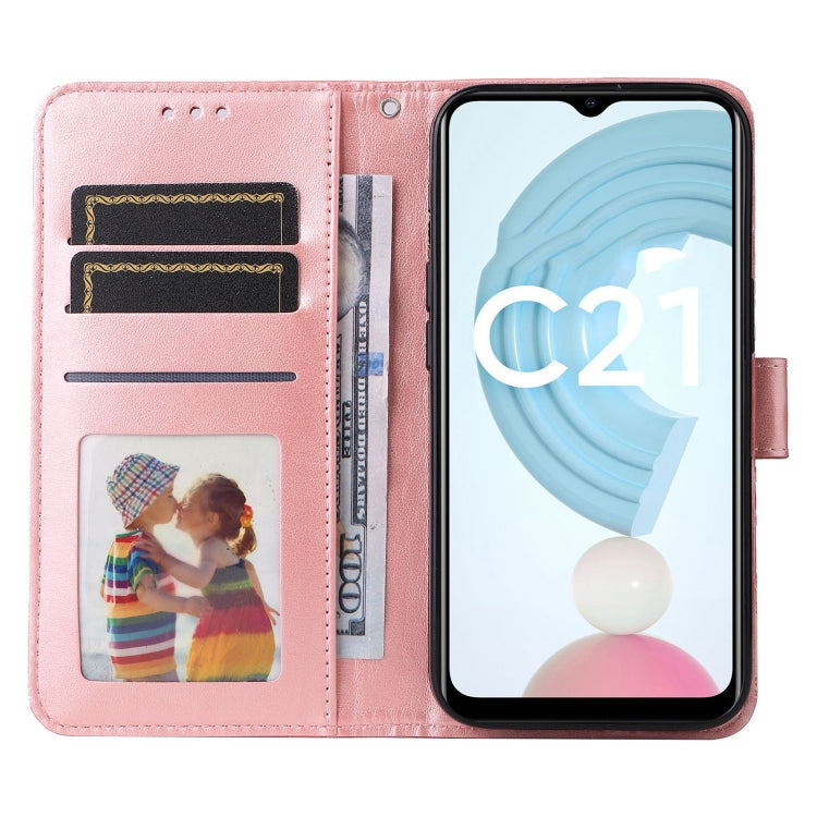 For OPPO Realme C21 / C21Y Embossed Sunflower Leather Phone Case(Rose Gold) - Realme Cases by buy2fix | Online Shopping UK | buy2fix