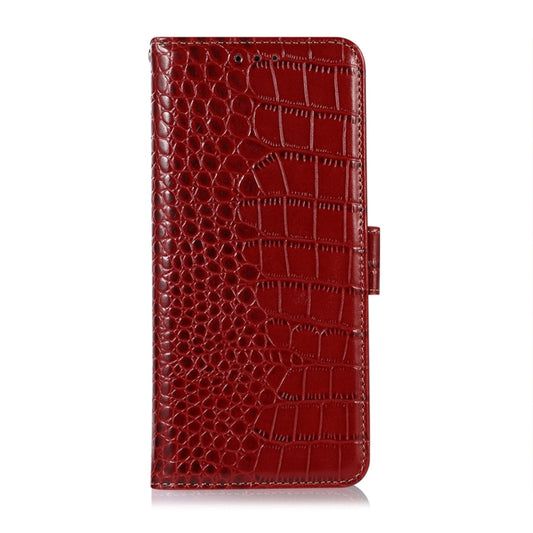 For Samsung Galaxy M13 4G Global Crocodile Top Layer Cowhide Leather Phone Case(Red) by buy2fix