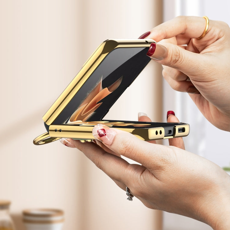 For Samsung Galaxy Z Flip4 GKK Weave Texture Electroplating Protective Phone Case(Brown) by GKK