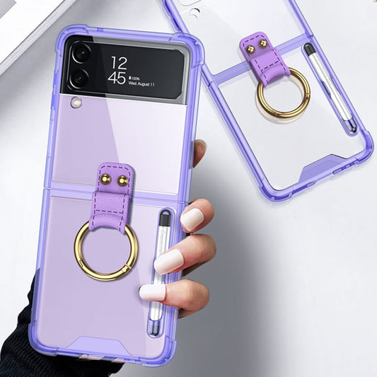 For Samsung Galaxy Z Flip4 GKK Airbag Protective Phone Case with Ring & Pen(Purple) by GKK