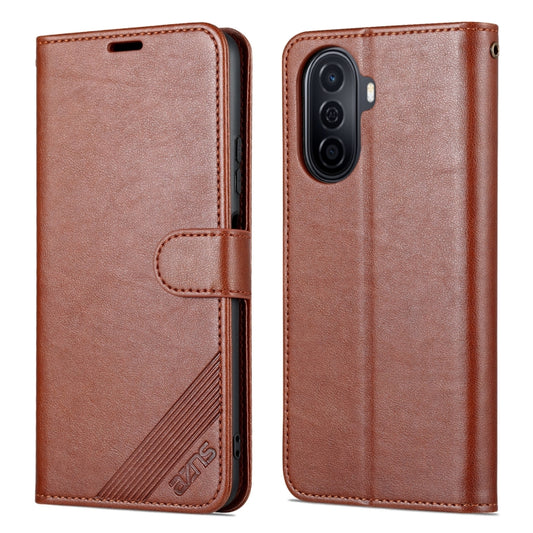 For Huawei Enjoy 50/Nova Y70/Nova Y70 Plus AZNS Sheepskin Texture Flip Leather Phone Case(Brown) by AZNS