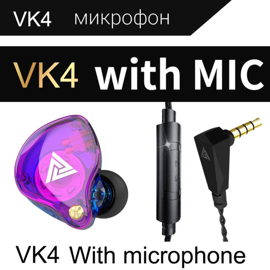 QKZ VK4 In-Ear Subwoofer HiFi Wire-controlled Earphone with Mic(Colorful Version) by QKZ