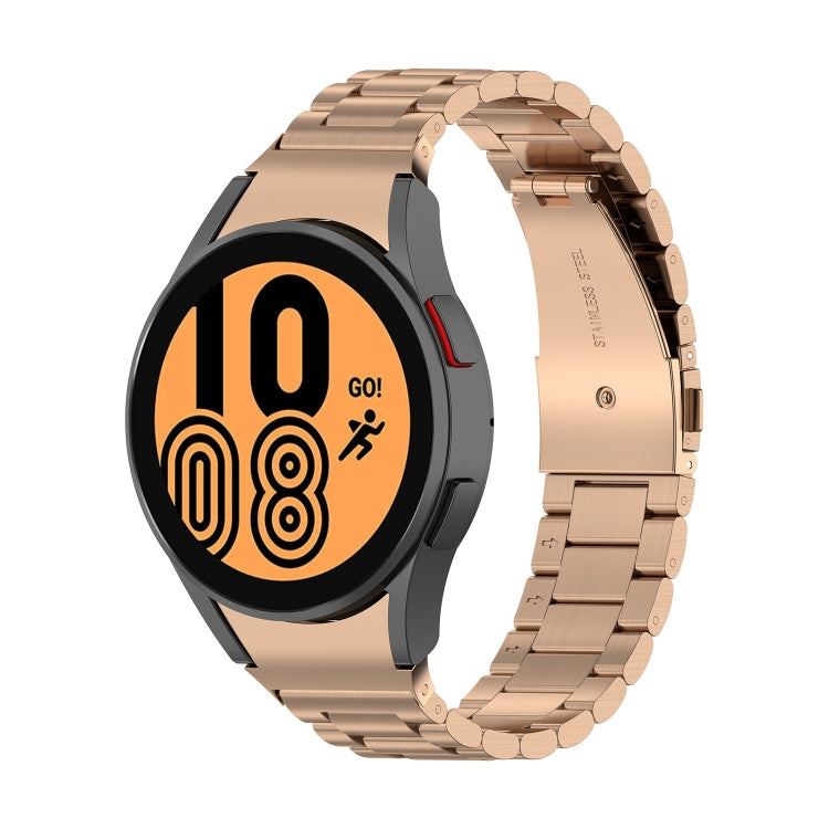 For Samsung Galaxy Watch 5 40mm Three Strains Steel Watch Band(Rose Gold) - Watch Bands by buy2fix | Online Shopping UK | buy2fix