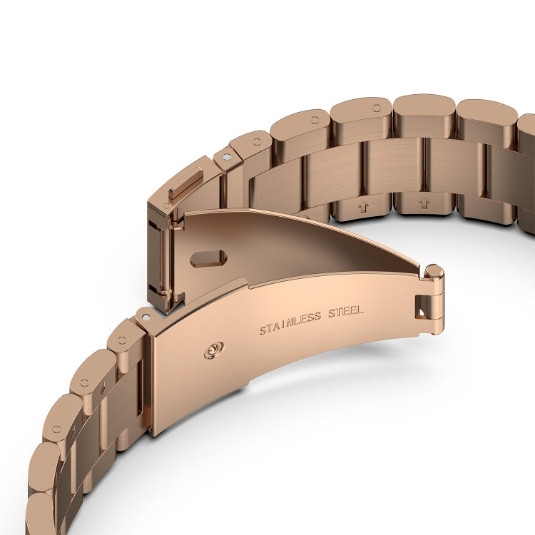 For Samsung Galaxy Watch 5 40mm Three Strains Steel Watch Band(Rose Gold) - Watch Bands by buy2fix | Online Shopping UK | buy2fix