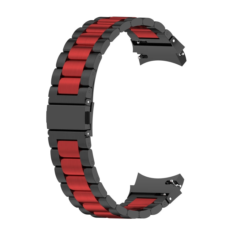 For Samsung Galaxy Watch 5 40mm Three Strains Steel Watch Band(Black Red) - Watch Bands by buy2fix | Online Shopping UK | buy2fix