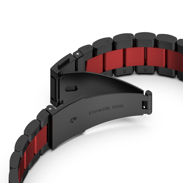 For Samsung Galaxy Watch 5 40mm Three Strains Steel Watch Band(Black Red) - Watch Bands by buy2fix | Online Shopping UK | buy2fix