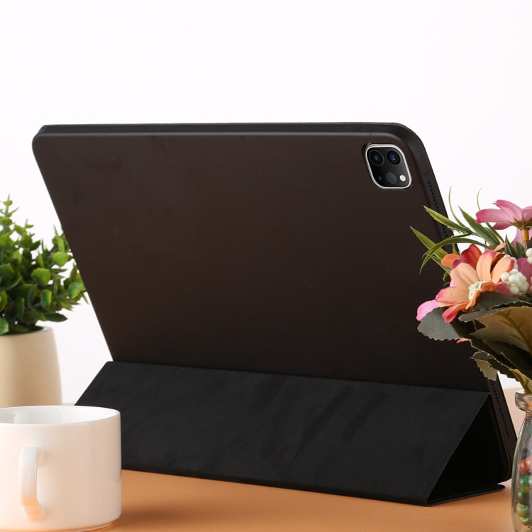 For iPad Pro 12.9 inch (2020/2021) 3-fold Horizontal Flip Smart Leather Tablet Case with Sleep / Wake-up Function & Holder(Black) - iPad Pro 12.9 (2018) Cases by buy2fix | Online Shopping UK | buy2fix