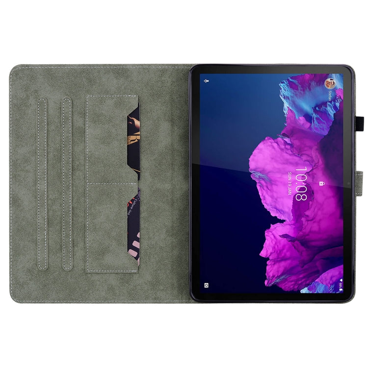 For Lenovo Tab P11/Pad Plus 2011 Tiger Pattern PU Tablet Case(Black) by buy2fix