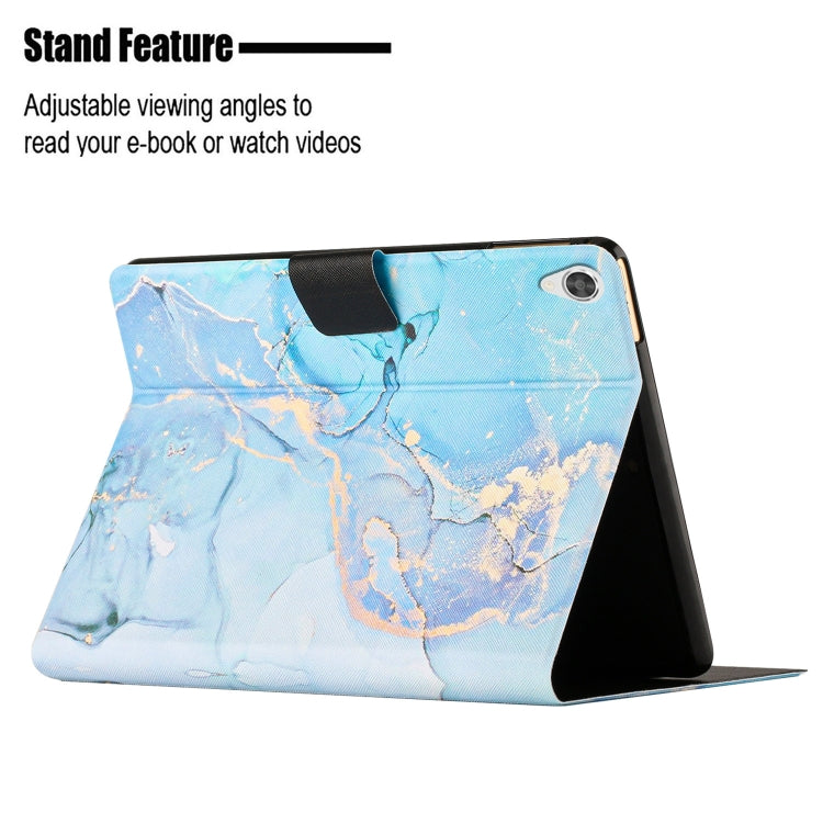 For Lenovo Tab M10 3rd Gen Marble Pattern Smart Leather Tablet Case(Blue) by buy2fix