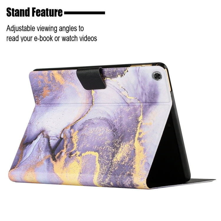 For Lenovo M10 Plus Marble Pattern Smart Leather Tablet Case(Purple) by buy2fix