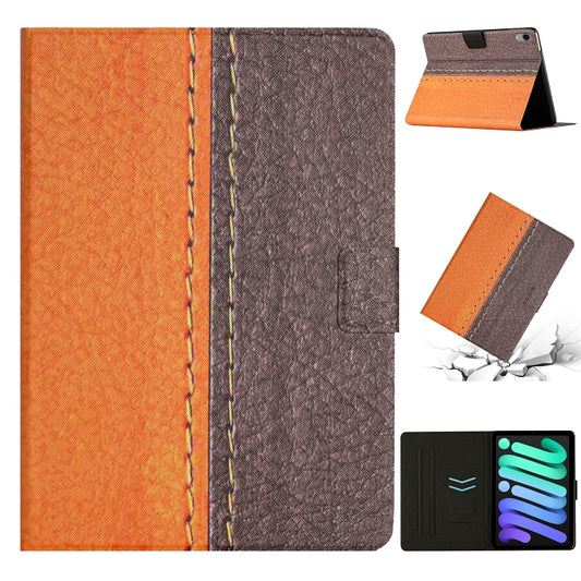For iPad mini 2024 /mini 6 Stitching Solid Color Smart Leather Tablet Case(Orange) - iPad mini 6 Cases by buy2fix | Online Shopping UK | buy2fix