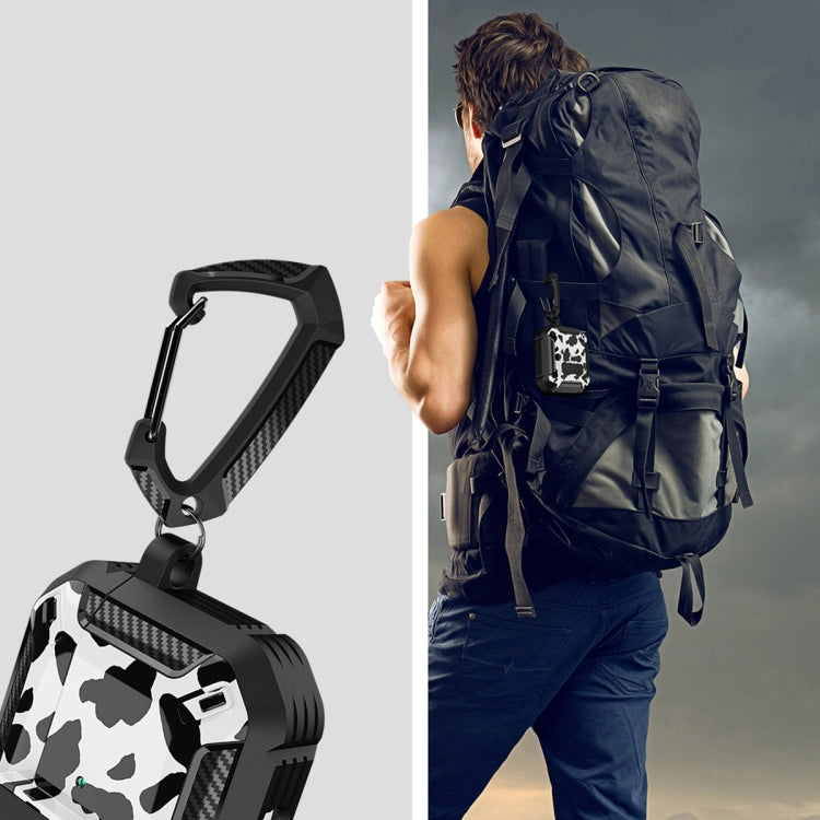 Two-Tone Printed Earphone Case with Switch Lock & Carabiner For AirPods 3(Black + Camouflage Green) by buy2fix