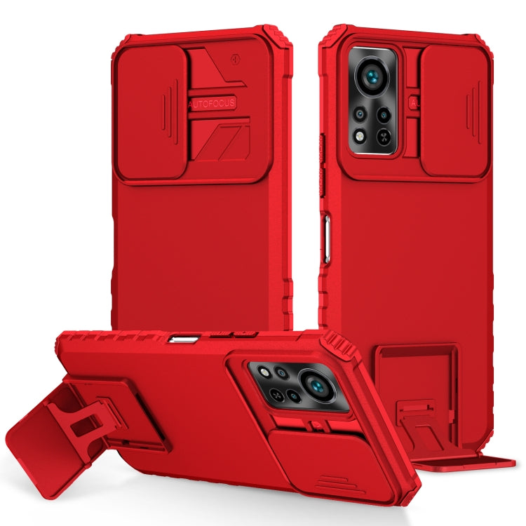 For Infinix Hot 11S NFC Stereoscopic Holder Sliding Camshield Phone Case(Red) - Infinix Cases by buy2fix | Online Shopping UK | buy2fix