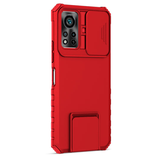 For Infinix Hot 11S NFC Stereoscopic Holder Sliding Camshield Phone Case(Red) by buy2fix