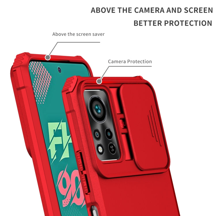 For Infinix Hot 11S NFC Stereoscopic Holder Sliding Camshield Phone Case(Red) - Infinix Cases by buy2fix | Online Shopping UK | buy2fix