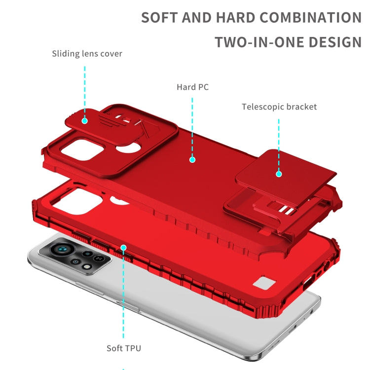 For Infinix Hot 11S NFC Stereoscopic Holder Sliding Camshield Phone Case(Red) - Infinix Cases by buy2fix | Online Shopping UK | buy2fix