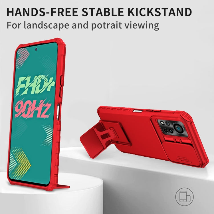 For Infinix Hot 11S NFC Stereoscopic Holder Sliding Camshield Phone Case(Red) - Infinix Cases by buy2fix | Online Shopping UK | buy2fix