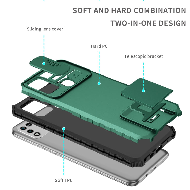 For Infinix Hot 10 Play/11 Play Stereoscopic Holder Sliding Camshield Phone Case(Green) by buy2fix