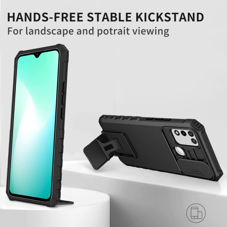 For Infinix Hot 10 Play/11 Play Stereoscopic Holder Sliding Camshield Phone Case(Black) - Infinix Cases by buy2fix | Online Shopping UK | buy2fix