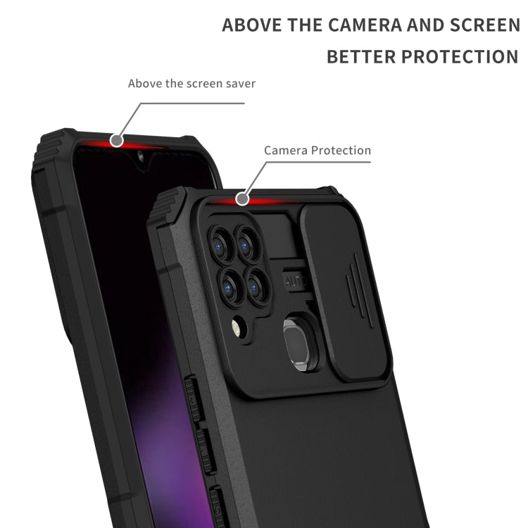 For Infinix Hot 10s Stereoscopic Holder Sliding Camshield Phone Case(Black) - Infinix Cases by buy2fix | Online Shopping UK | buy2fix
