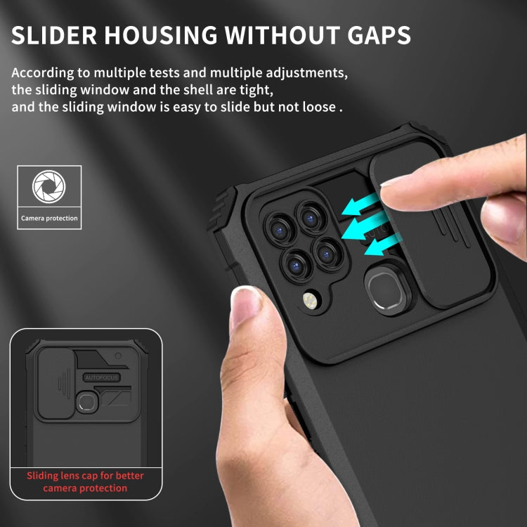 For Infinix Hot 10s Stereoscopic Holder Sliding Camshield Phone Case(Black) - Infinix Cases by buy2fix | Online Shopping UK | buy2fix