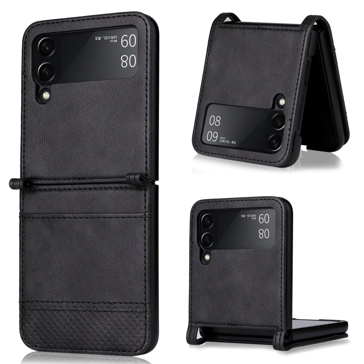 For Samsung Galaxy Z Filp4 5G Vintage Texture Folding Leather Phone Case(Black) - Galaxy Z Flip4 5G Cases by buy2fix | Online Shopping UK | buy2fix