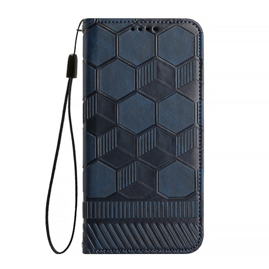 For iPhone 13 Football Texture Magnetic Leather Flip Phone Case(Dark Blue) by buy2fix