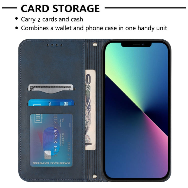 For iPhone 13 Football Texture Magnetic Leather Flip Phone Case(Dark Blue) - iPhone 13 Cases by buy2fix | Online Shopping UK | buy2fix
